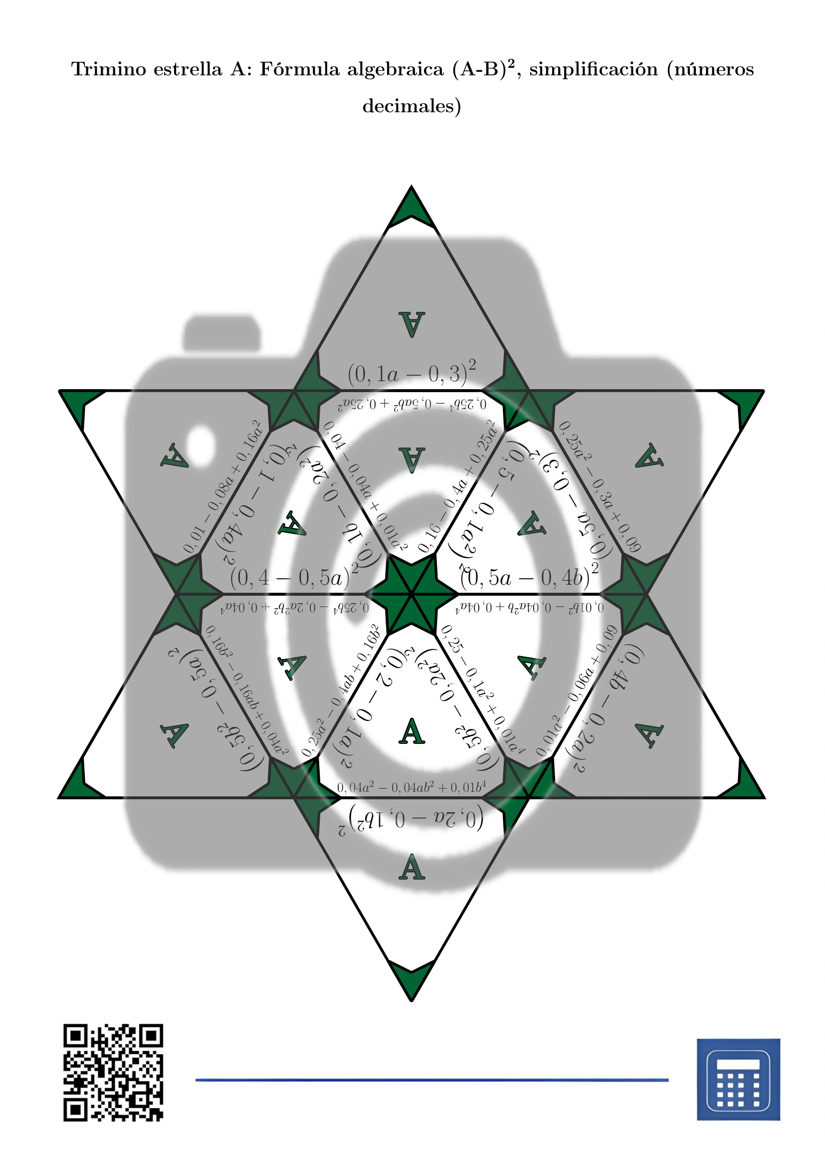 Trimino: Fórmula algebraica (A-B)², simplificación (números decimales) - Imagen 4