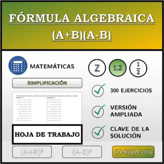 Hoja de trabajo: Fórmula algebraica (A+B)(A-B), simplificación (números decimales)