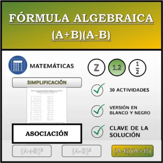 Ejercicio de asociación: Fórmula algebraica (A+B)(A-B), simplificación (números decimales)
