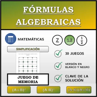 Juego de memoria: Fórmulas algebraicas, simplificación (números decimales)