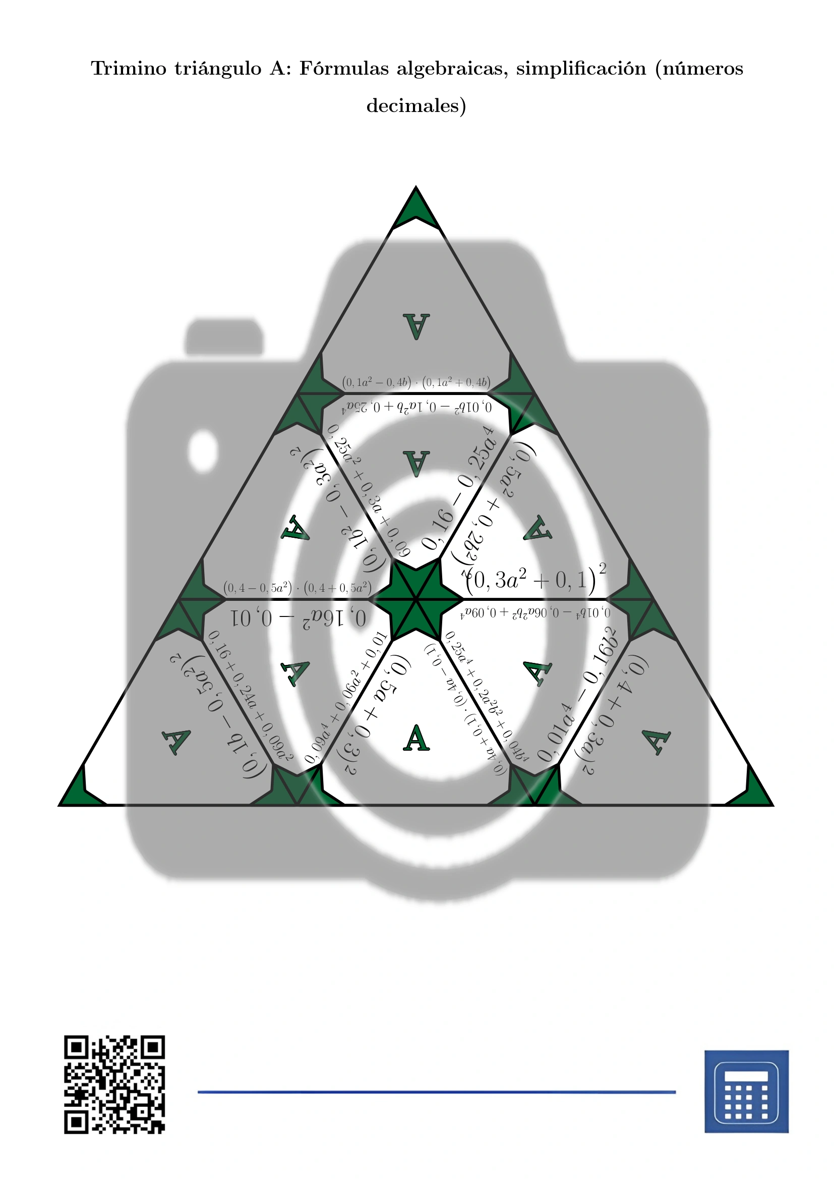 Trimino: Fórmulas algebraicas, simplificación (números decimales) - Imagen 2