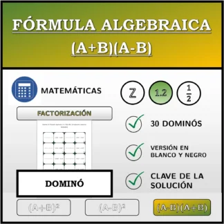 Dominó: Fórmula algebraica (A+B)(A-B), factorización (números decimales)