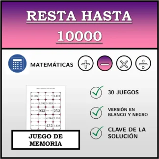 Juego de memoria: Resta hasta 10000