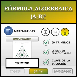 Trimino: Fórmula algebraica (A-B)², simplificación (fracciones)