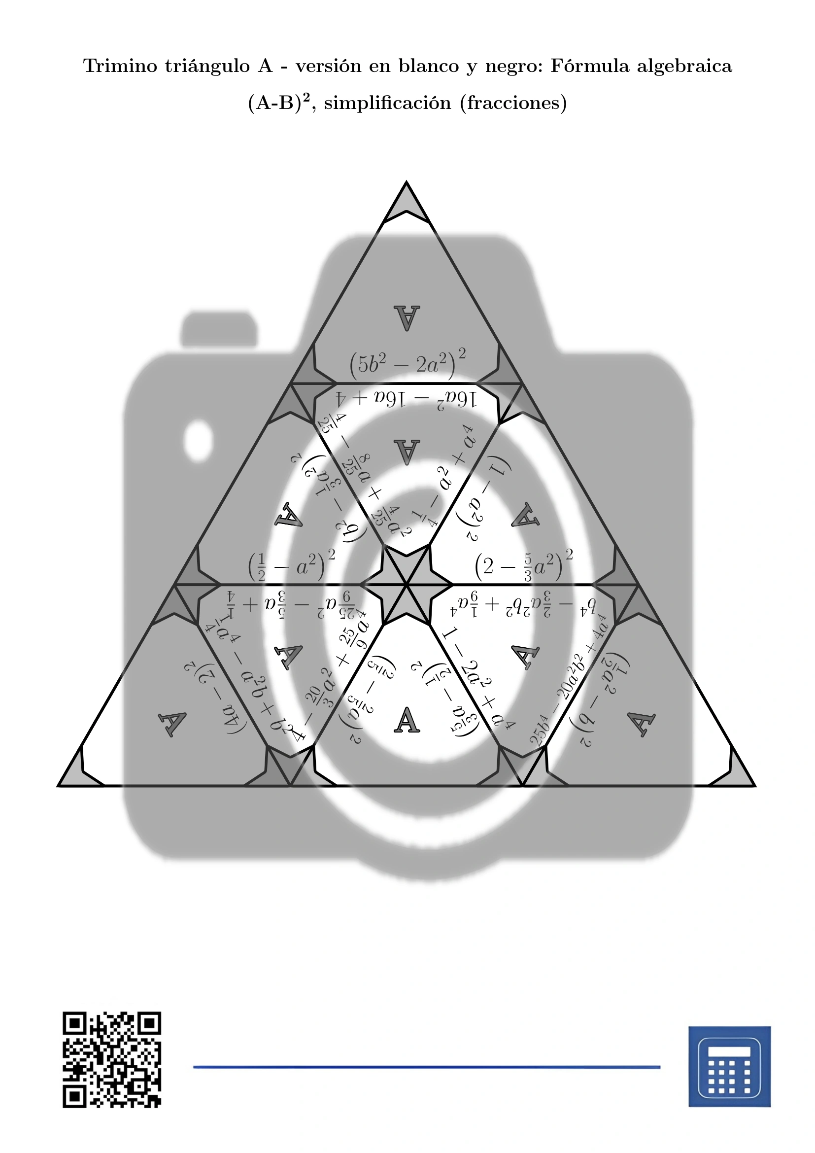 Trimino: Fórmula algebraica (A-B)², simplificación (fracciones) - Imagen 3