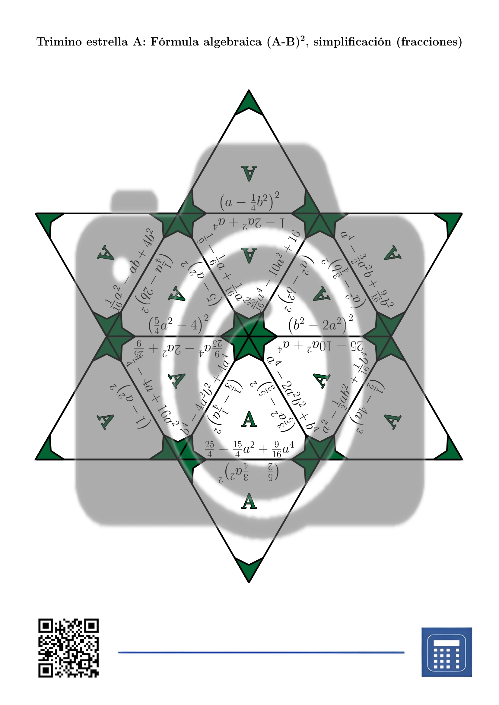Trimino: Fórmula algebraica (A-B)², simplificación (fracciones) - Imagen 4