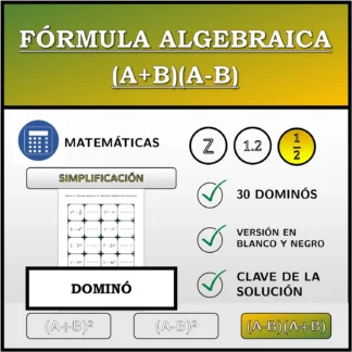 Dominó: Fórmula algebraica (A+B)(A-B), simplificación (fracciones)