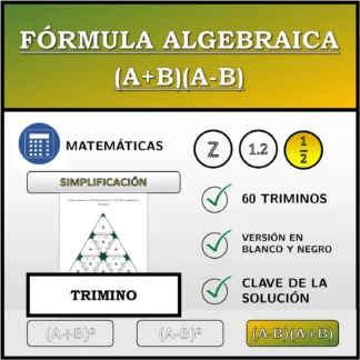 Trimino: Fórmula algebraica (A+B)(A-B), simplificación (fracciones)