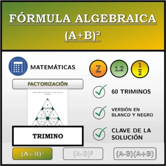 Trimino: Fórmula algebraica (A+B)², factorización (fracciones)