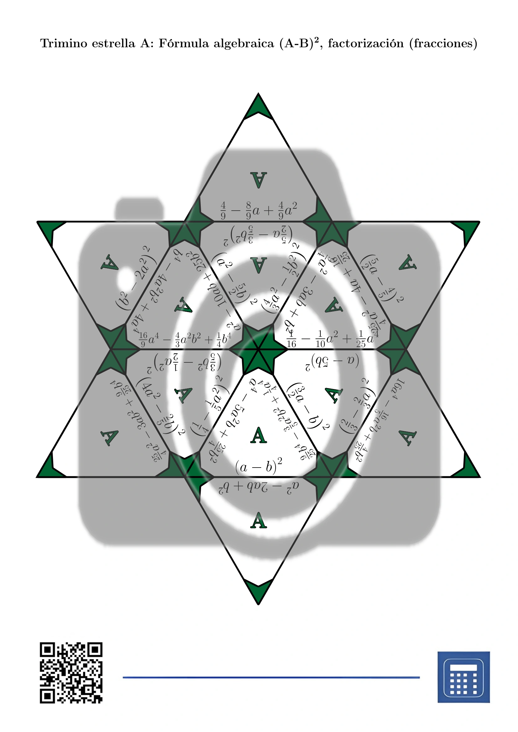 Trimino: Fórmula algebraica (A-B)², factorización (fracciones) - Imagen 4