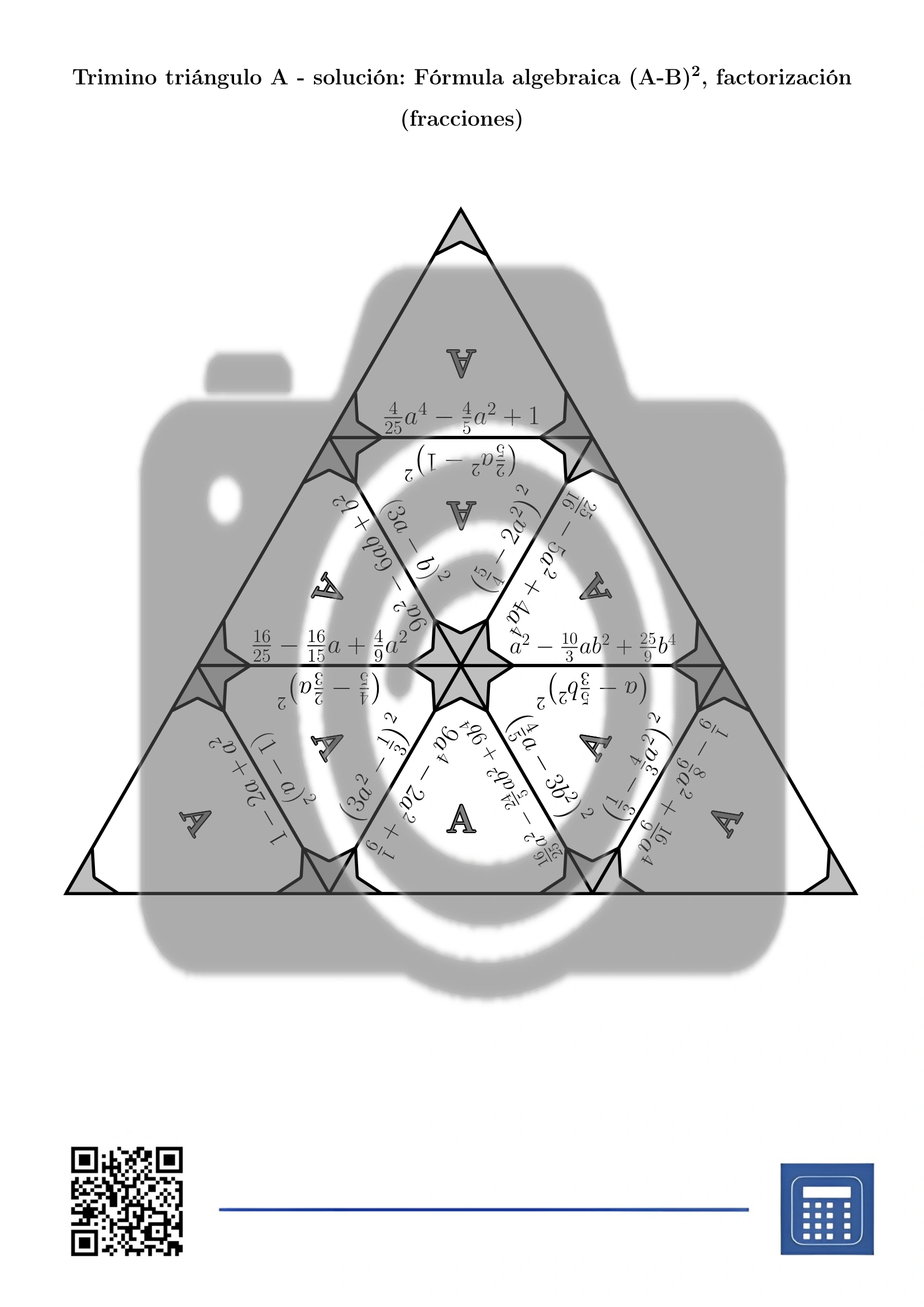 Trimino: Fórmula algebraica (A-B)², factorización (fracciones) - Imagen 6