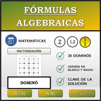 Dominó: Fórmulas algebraicas, factorización (fracciones)