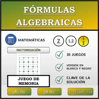 Juego de memoria: Fórmulas algebraicas, factorización (fracciones)