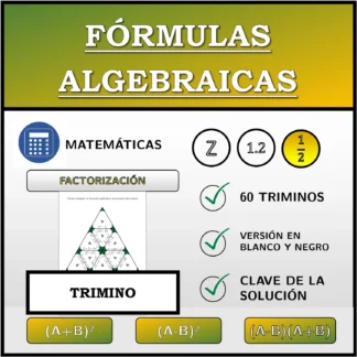 Trimino: Fórmulas algebraicas, factorización (fracciones)