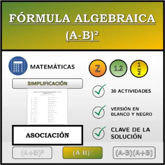 Ejercicio de asociación: Fórmula algebraica (A-B)², simplificación