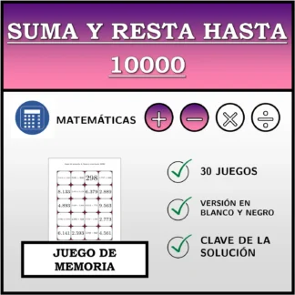 Juego de memoria: Suma y resta hasta 10000