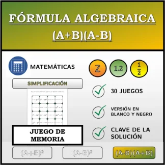 Juego de memoria: Fórmula algebraica (A+B)(A-B), simplificación