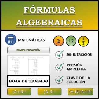 Hoja de trabajo: Fórmulas algebraicas, simplificación
