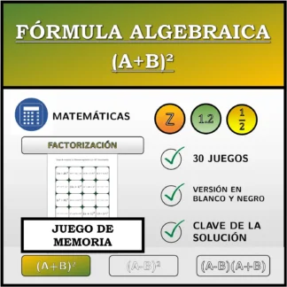 Juego de memoria: Fórmula algebraica (A+B)², factorización