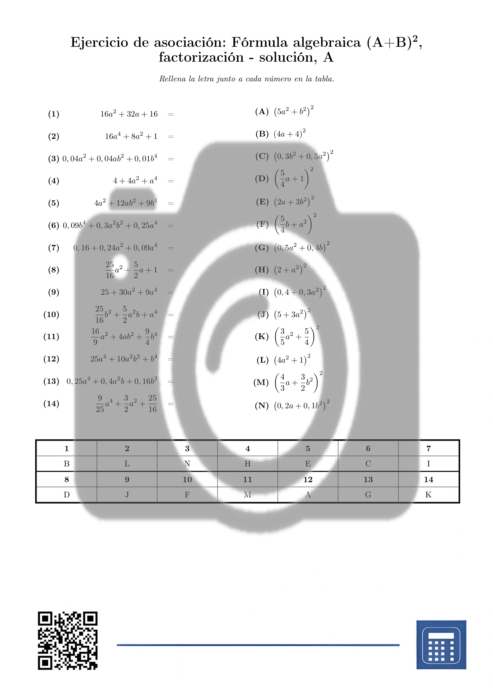 Ejercicio de asociación: Fórmula algebraica (A+B)², factorización - Imagen 3