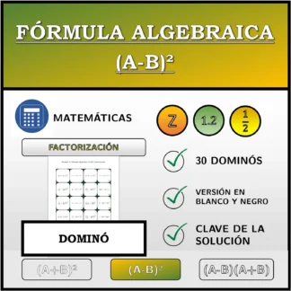 Dominó: Fórmula algebraica (A-B)², factorización