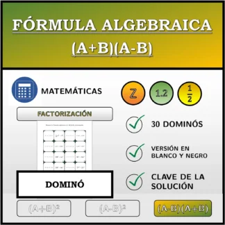 Dominó: Fórmula algebraica (A+B)(A-B), factorización