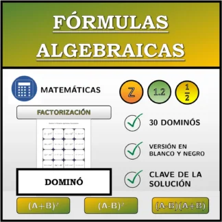 Dominó: Fórmulas algebraicas, factorización