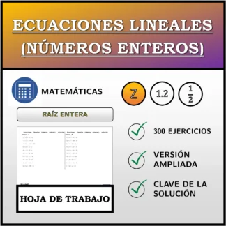 Hoja de trabajo: Ecuaciones lineales (números enteros), solución entera