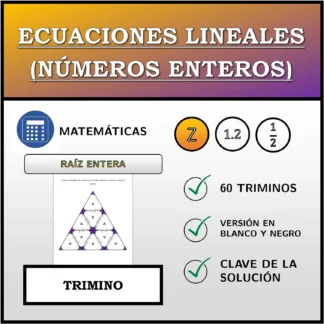 Trimino: Ecuaciones lineales (números enteros), solución entera
