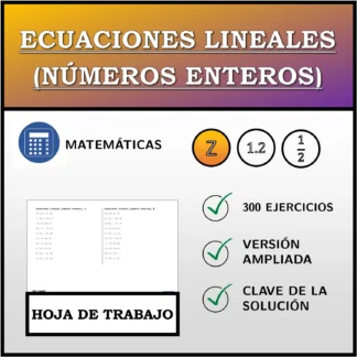 Hoja de trabajo: Ecuaciones lineales (números enteros)
