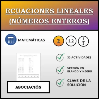 Ejercicio de asociación: Ecuaciones lineales (números enteros)