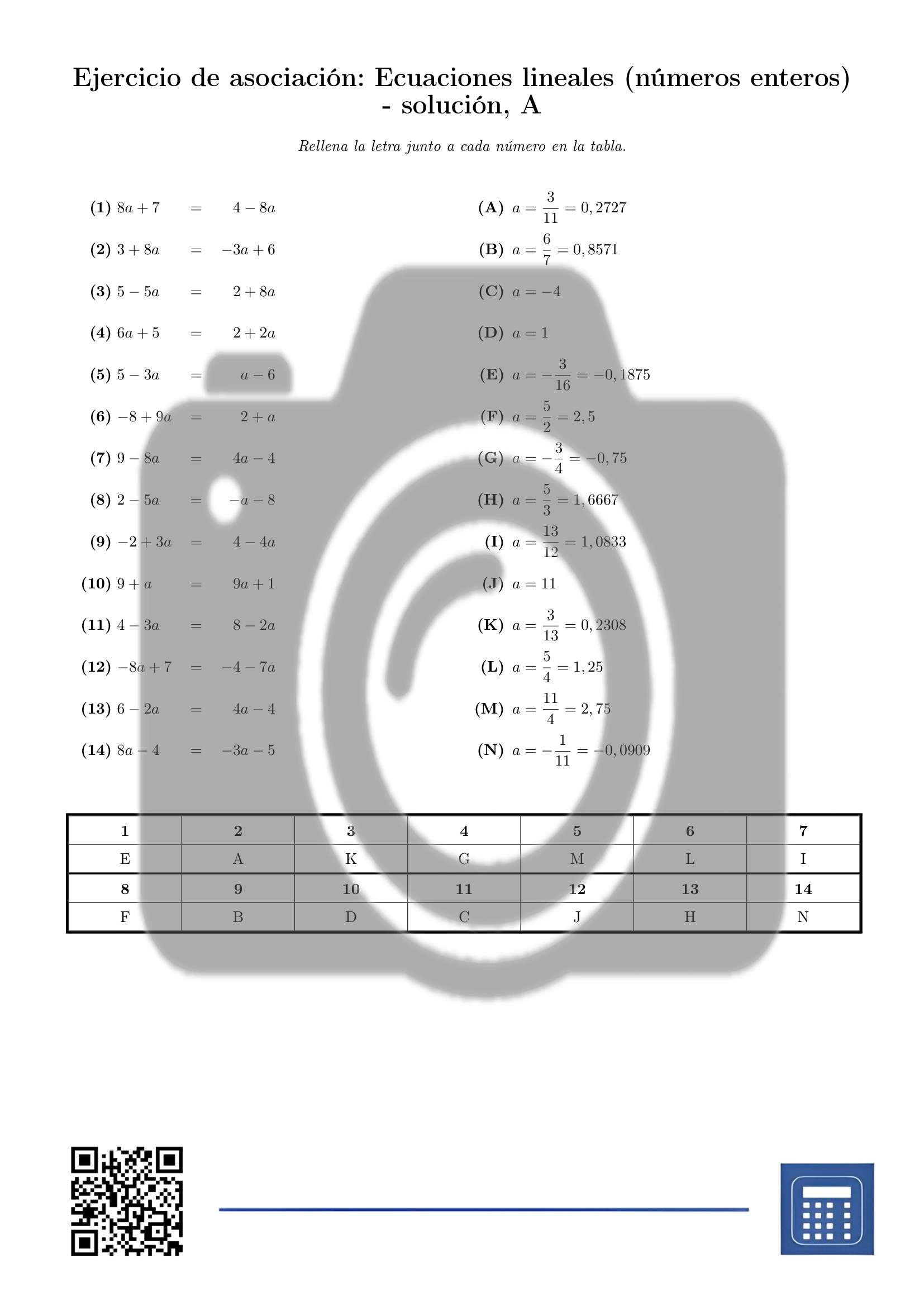 Ejercicio de asociación: Ecuaciones lineales (números enteros) - Imagen 3