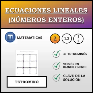 Tetrominó: Ecuaciones lineales (números enteros)