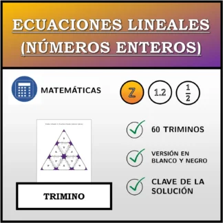 Trimino: Ecuaciones lineales (números enteros)