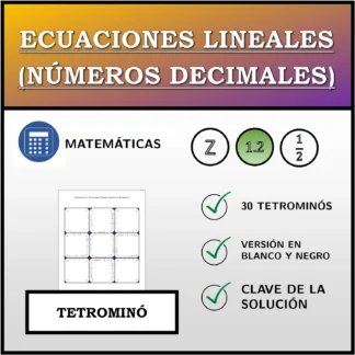 Tetrominó: Ecuaciones lineales (números decimales)