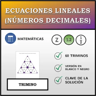 Trimino: Ecuaciones lineales (números decimales)