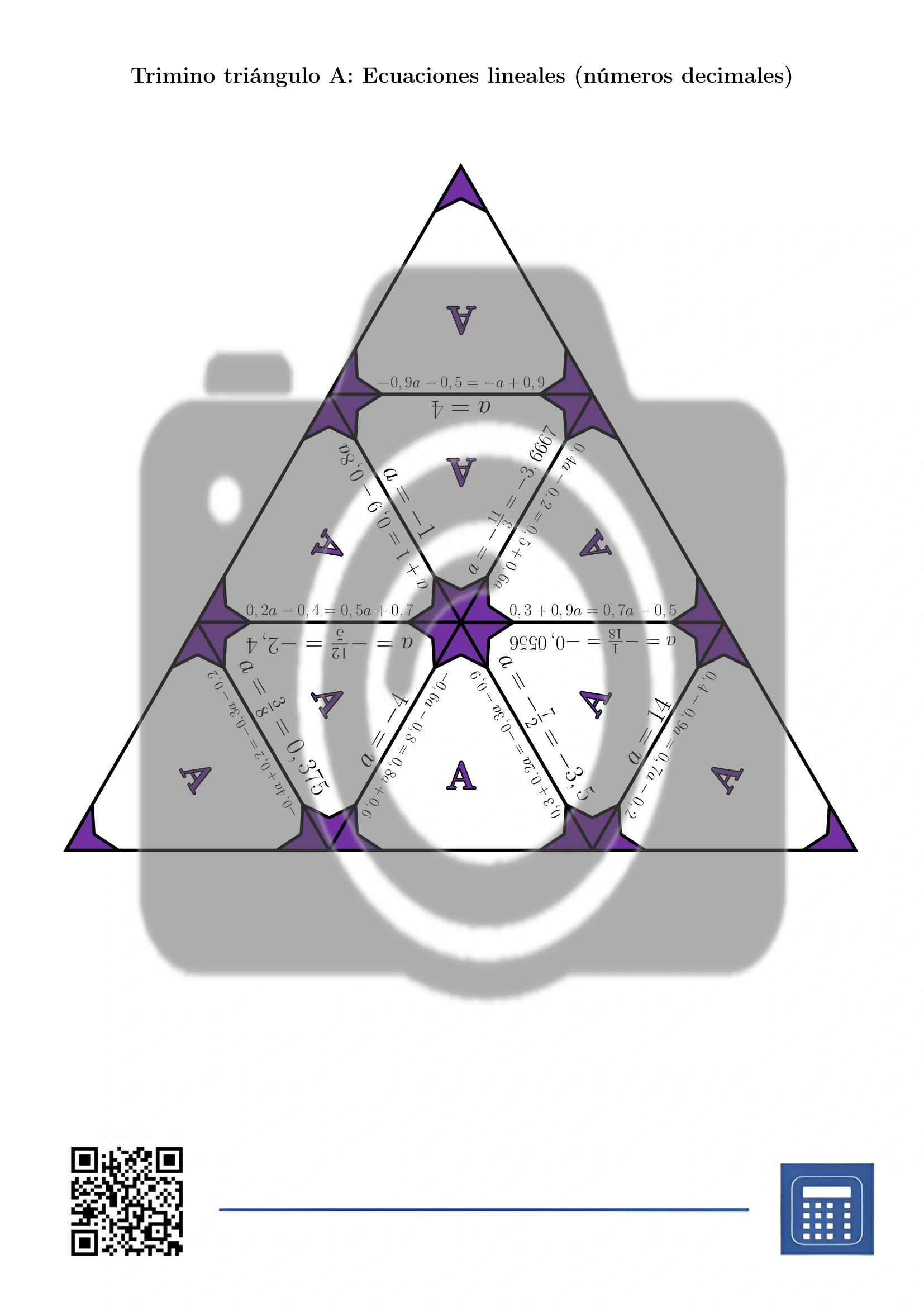 Trimino: Ecuaciones lineales (números decimales) - Imagen 2