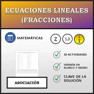 Ejercicio de asociación: Ecuaciones lineales (fracciones)