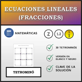 Tetrominó: Ecuaciones lineales (fracciones)