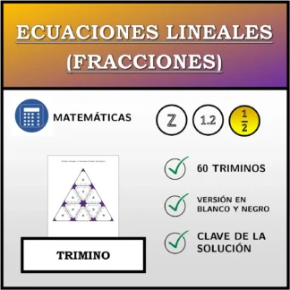 Trimino: Ecuaciones lineales (fracciones)