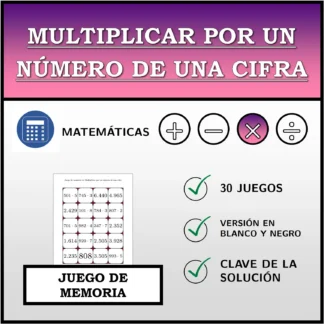 Juego de memoria: Multiplicar por un número de una cifra