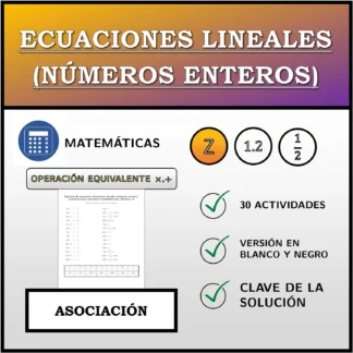 Ejercicio de asociación: Ecuaciones lineales (números enteros), transformación equivalente (multiplicación, división)