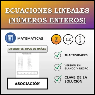 Ejercicio de asociación: Ecuaciones lineales (números enteros), distintos tipos de soluciones