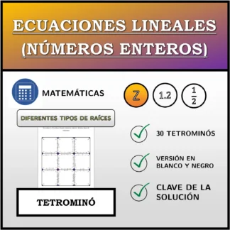 Tetrominó: Ecuaciones lineales (números enteros), distintos tipos de soluciones