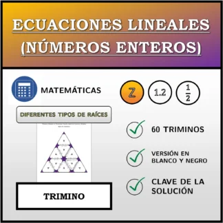 Trimino: Ecuaciones lineales (números enteros), distintos tipos de soluciones
