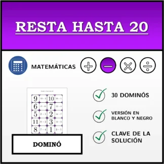 Dominó: Resta hasta 20