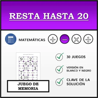 Juego de memoria: Resta hasta 20