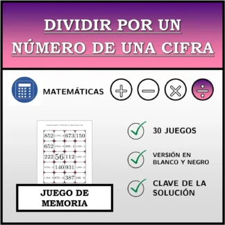 Juego de memoria: Dividir por un número de una cifra