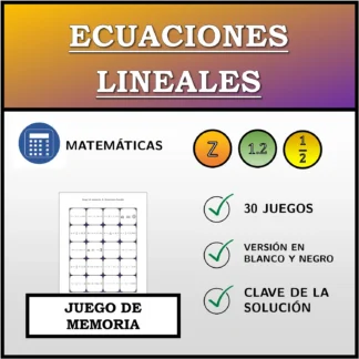 Juego de memoria: Ecuaciones lineales