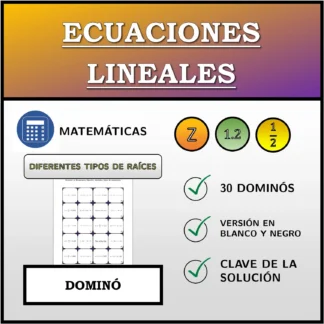 Dominó: Ecuaciones lineales, distintos tipos de soluciones